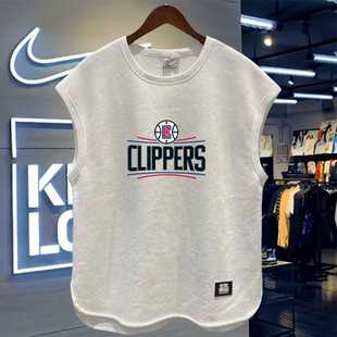 夏季新款快船潮牌运动背心纯棉重磅篮球服无袖坎肩大码宽松T恤