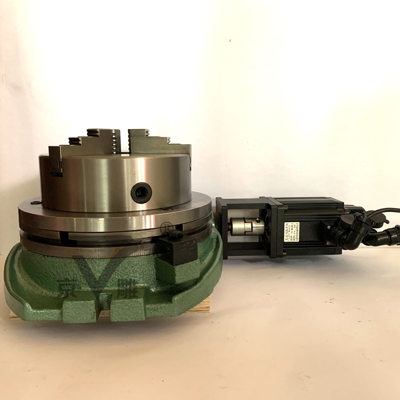TS320A回转工作台+法兰+三爪卡盘+控制器+伺服电机卧式分度盘厂家