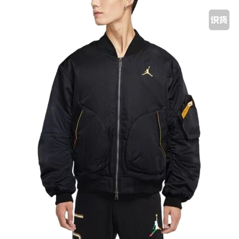 油腻叔正品AIR JORDAN飞行员夹克棉服棒球外套黑色CZ1191-010