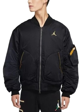 油腻叔正品AIR JORDAN飞行员夹克棉服棒球外套黑色CZ1191-010