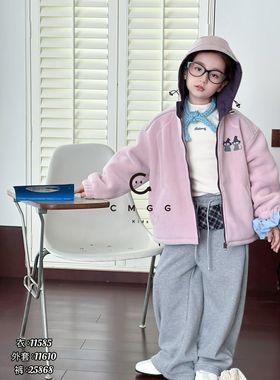 CMGG2025秋冬新款女童韩版百搭休闲中大童加厚加绒外套11610