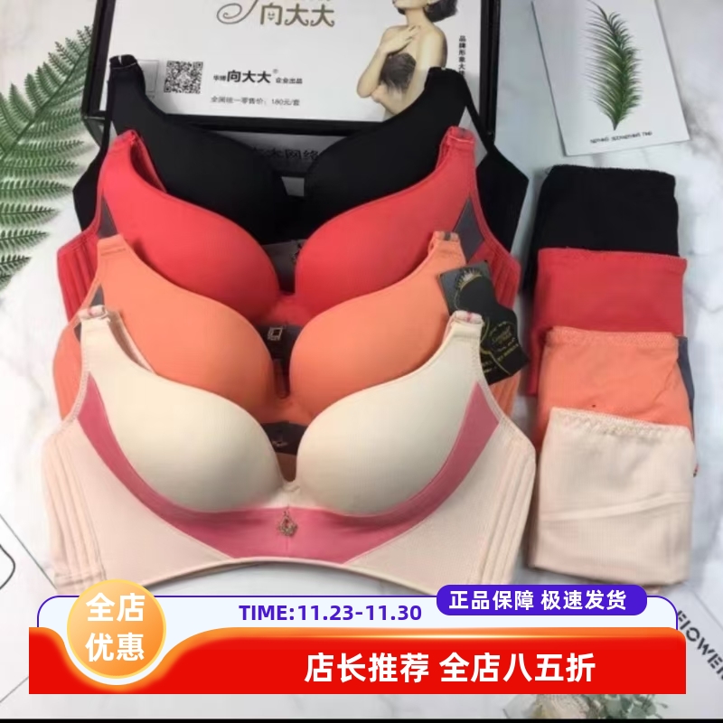 新款向大大性感V型文胸无钢圈一片式聚拢调整内衣减压轻运厚款