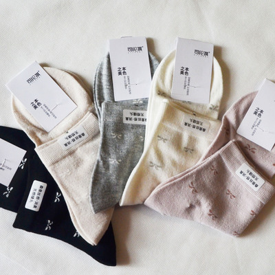 新品夏天季司纶祺女士人中筒蚕丝75%菱形透气眼舒适蝴蝶结袜子