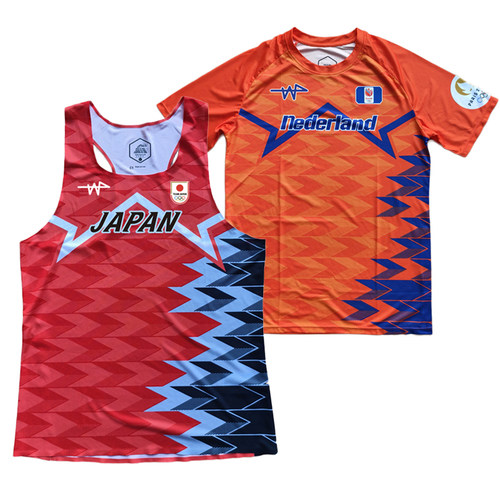 日本荷兰田径队2025巴黎田径背心 短袖T恤田径服 订制LOGO