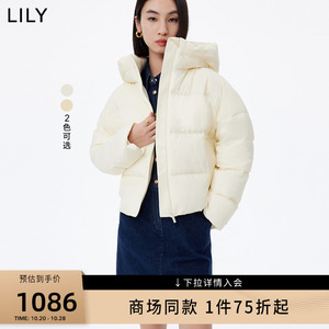 【商场同款】LILY2023冬新款女装保暖鸭绒短款连帽羽绒服小个子女