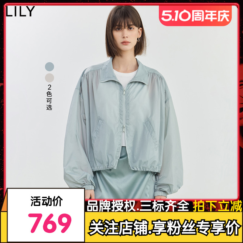 【商场同款】LILY2024夏新款女装设计感双头拉链宽松休闲短外套女