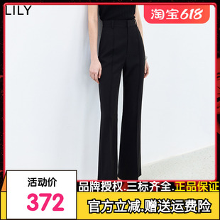 小黑裤 LILY2024夏新款 直腿神裤 设计感微喇直筒通勤显瘦高腰休闲裤