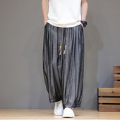 男夏季 中国风复古灯笼哈伦裤 宽松九分裤 潮牌胖子大码 休闲裤 阔腿裤