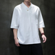 半袖 中国风男式 上衣复古休闲居士服潮 薄款 禅修服大码 短袖 T恤夏季