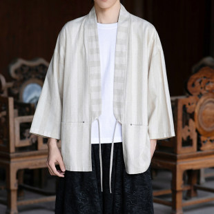 汉服 日常宋代道服开衫 中国风外套男大码 棉麻改良上衣宋制对襟短衫