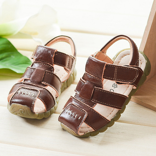 2025韩版男童沙滩凉鞋儿童夏季包头休闲鞋防滑牛筋软底真皮女童鞋