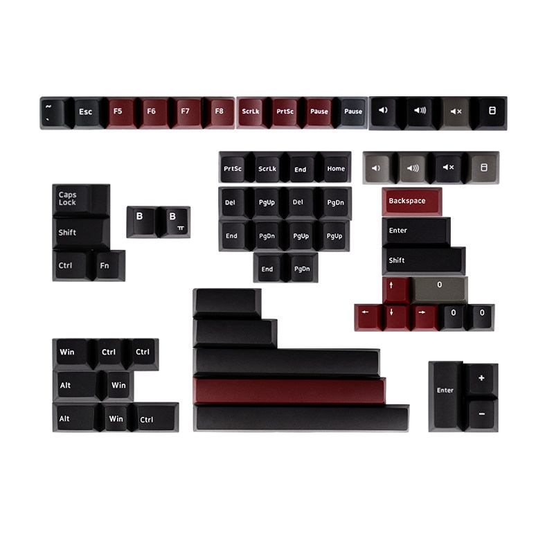 BELLY SPIRIT DOLCH GRAY AND BLACK COLOR MATCHING COMPLETE SET OF SUPPLEMENTARY KEYCAPS SPACE KEY ENTER KEY ORIGINAL HEIGHT PBT MATERIAL