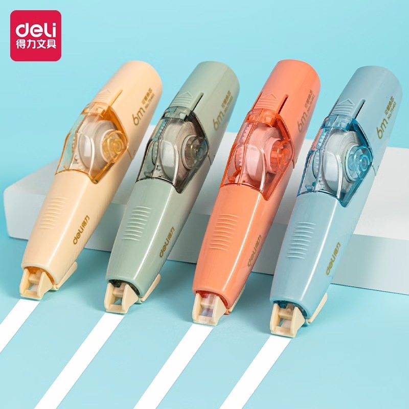 得力修正带71461换芯笔型便携顺滑涂改带6m高颜值学生改正带