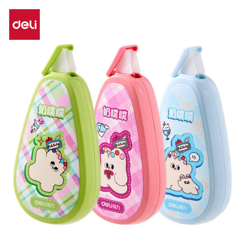 得力V016A/V017A奶噗噗基础款修正带学生大容量改错纠正带学生