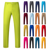 修身 商务休闲西装 裤 2025新款 潮流橙色小直筒长裤 西裤 子男韩版 男士