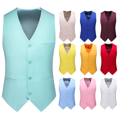 纯色无袖马甲男装修身外套大码