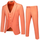 大码 男士 修身 套装 宴会西服橙色三件 商务休闲伴郎新郎结婚礼服西装