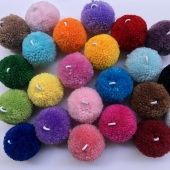 6cm 5cm带扣毛线球彩色线球双色毛绒球diy手工材料服装 配饰包挂饰