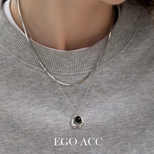 EGOACC小众休闲黑玛瑙几何项链