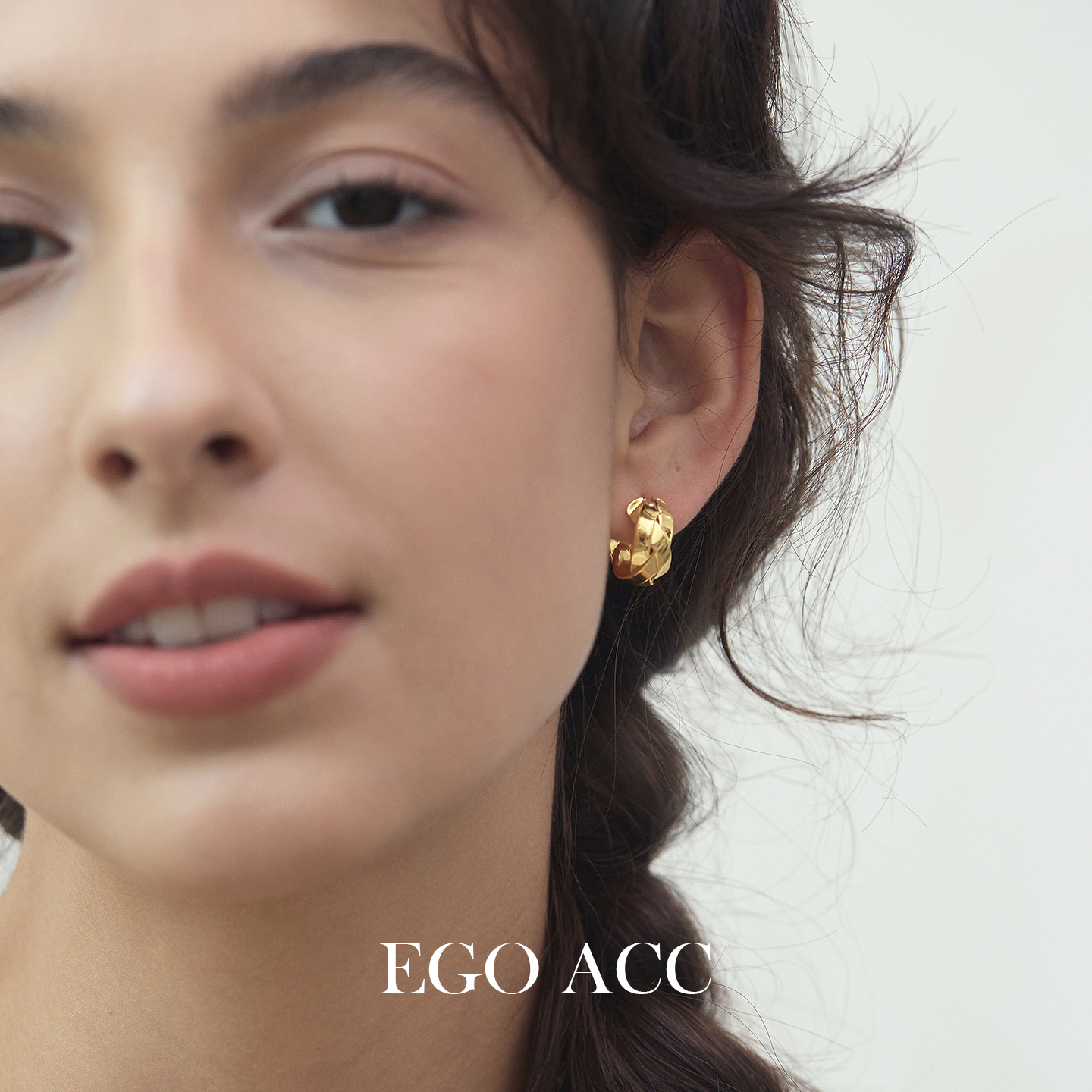 高级感BV风编织纯银耳圈耳环