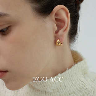 耳饰 极简百搭光面水滴金属耳扣耳圈欧美时髦Ins博主同款 EGO ACC