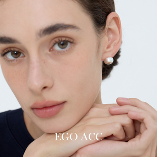 百搭银色金属耳环 高级感拉丝雾面椭圆小球耳钉个性 EGO ACC小银蛋