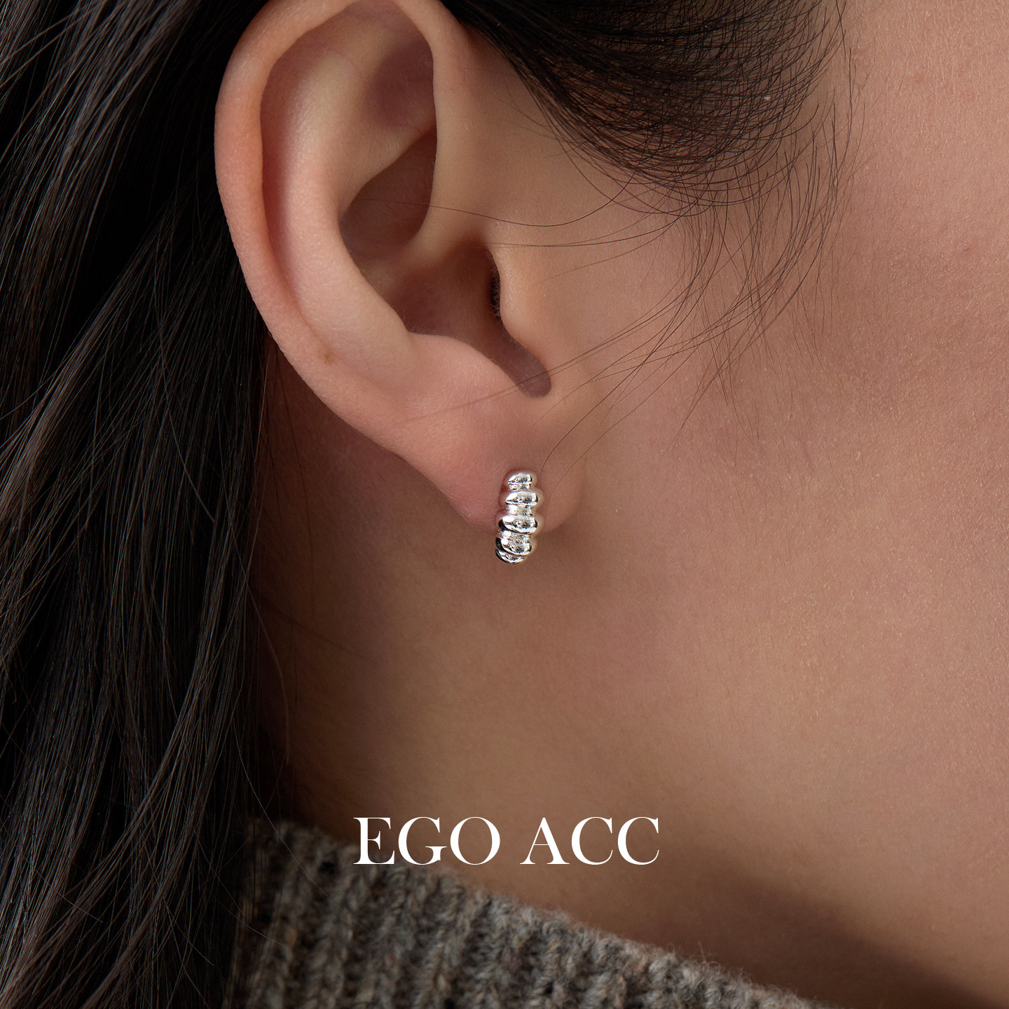 EGO ACC 经典百搭精致迷你小羊角包耳钉女通勤气质欧美风耳环