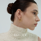 EGO 简约时髦耳环 款 ACC 欧美ins风编织麻花金属耳圈女日常经典