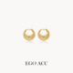 EGO ACC 欧美ins金色椭圆耳圈简约水滴素圈耳环耳扣高级感耳饰