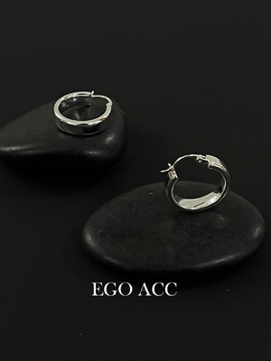 EGOACC极简冷淡风银色光面耳圈