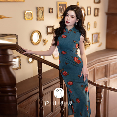 复古新中式改良无袖旗袍