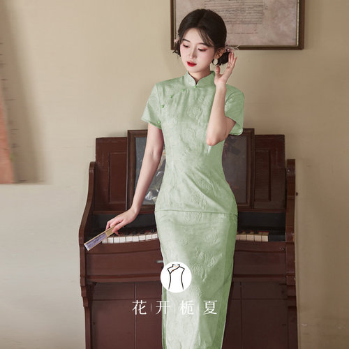 新中式改良年轻款少女绿色旗袍
