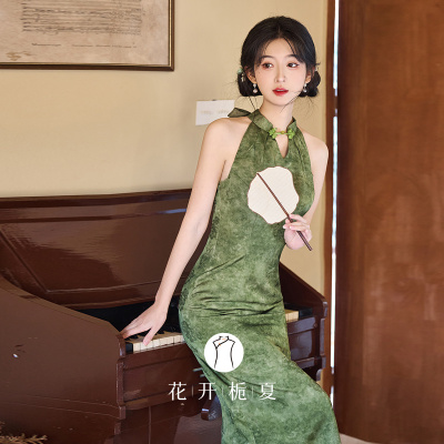 新中式改良少女日常无袖旗袍