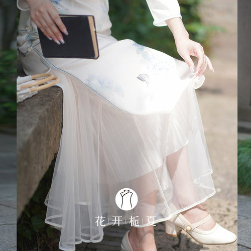 文艺复古旗袍内衬裙半身裙