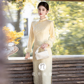 少女连衣裙日常12 加绒保暖年轻款 新中式 黄色旗袍冬2025新款