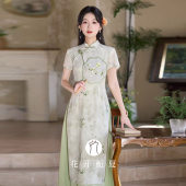 少女茶艺服超仙连衣裙 改良年轻款 绿色奥黛旗袍2026夏季 新中式