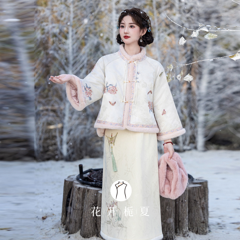 新中式国风套装加绒保暖棉服