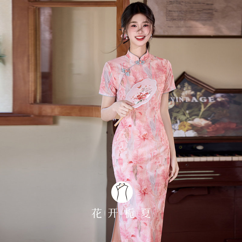 绝美新中式改良粉色旗袍气质高级感年轻款少女连衣裙订婚礼裙6/15,女装/女士精品,旗袍,淘宝优惠券,粉丝福利购,淘宝优惠卷