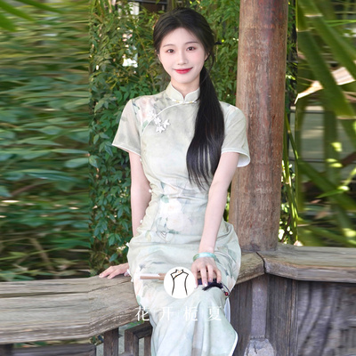 新中式绝美气质绿色旗袍