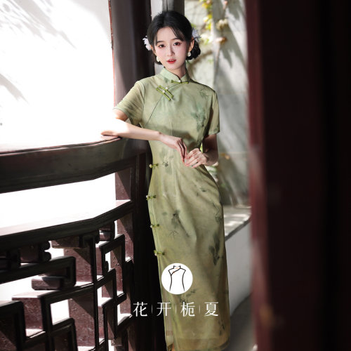 绿色新中式改良旗袍日常可穿