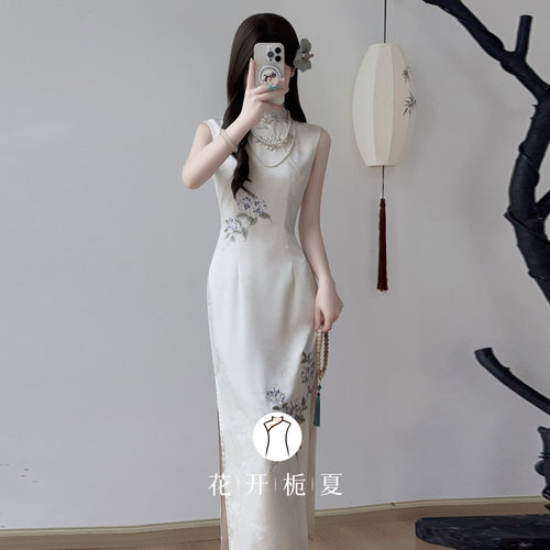 新中式绝美气质高级感白色旗袍