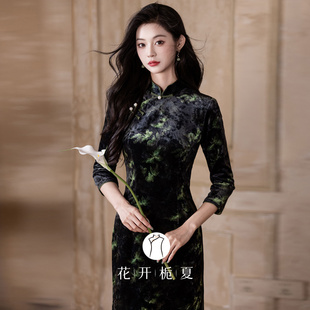 老上海弹力丝绒旗袍高端大气上档次漂亮独特绝美超好看9/15