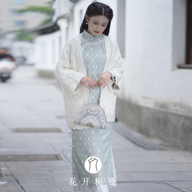 复古民国风古法全开襟长款旗袍