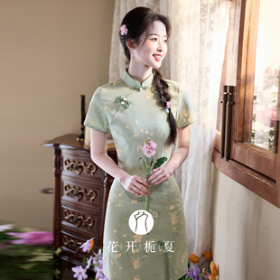 绿色短款旗袍2026夏季新中式国风改良年轻款少女小个子连衣裙