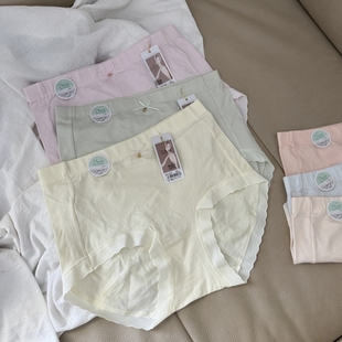 新款 高腰棉莫浅色系淡雅微收腹包臀女士内裤 简约宽松自然唯美底裤