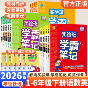 2026春雨实验班学霸笔记一二三四五六年级下册上册数学英语人教版小学课堂笔记课本原文讲解同步教材解读四色笔记提优训练春雨教育