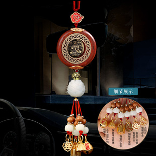 2025新款汽车挂件车内吊饰铜观音车载挂饰紫檀木后视镜挂绳吊坠男