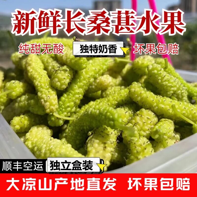 顺丰空运金香桑葚白色长果桑纯甜果桑大果浓香新鲜无沙免洗长桑