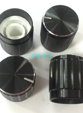 电位器帽子15*17黑色铝合金 切线旋钮银边带指示 半边内孔径6MM
