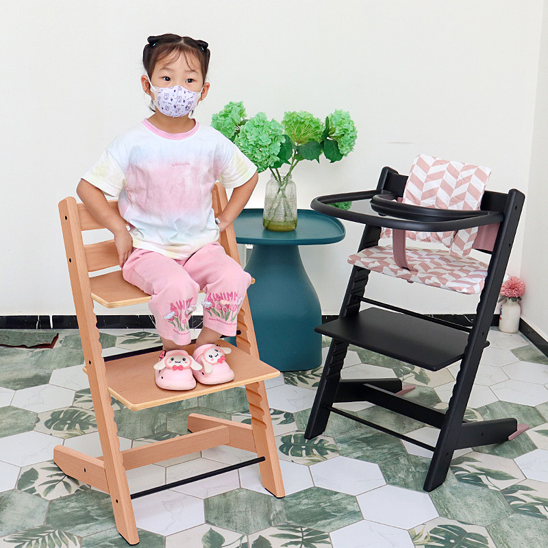 榉木成长椅婴幼儿童实木餐椅家用多功能多档人字形宝宝吃饭学习椅